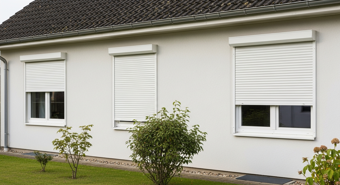 Maison moderne équipée de volets roulants en aluminium